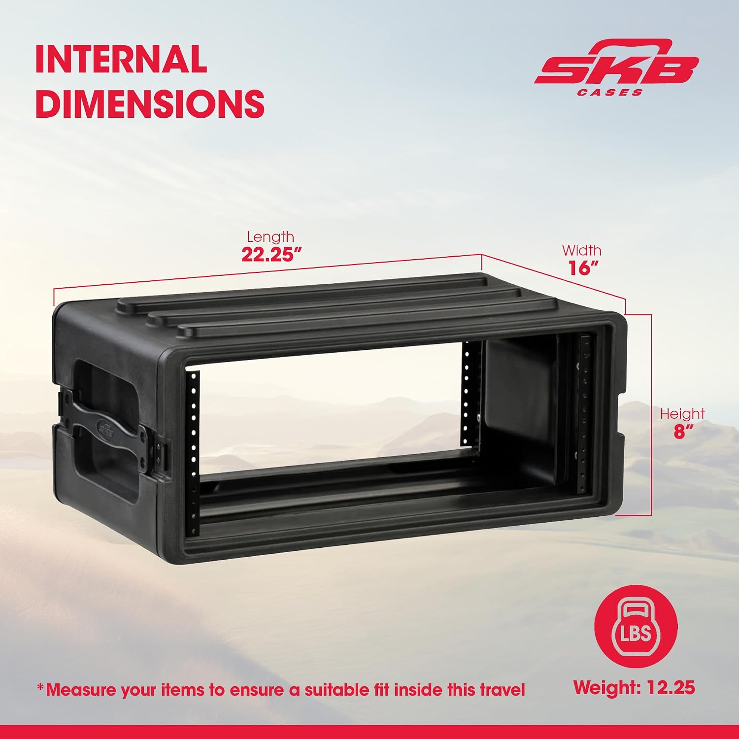 4U Shallow Roto Rack Case - Durable Polyethylene Gear Protector, Stackable, Waterproof with Twist Latches & Rubber