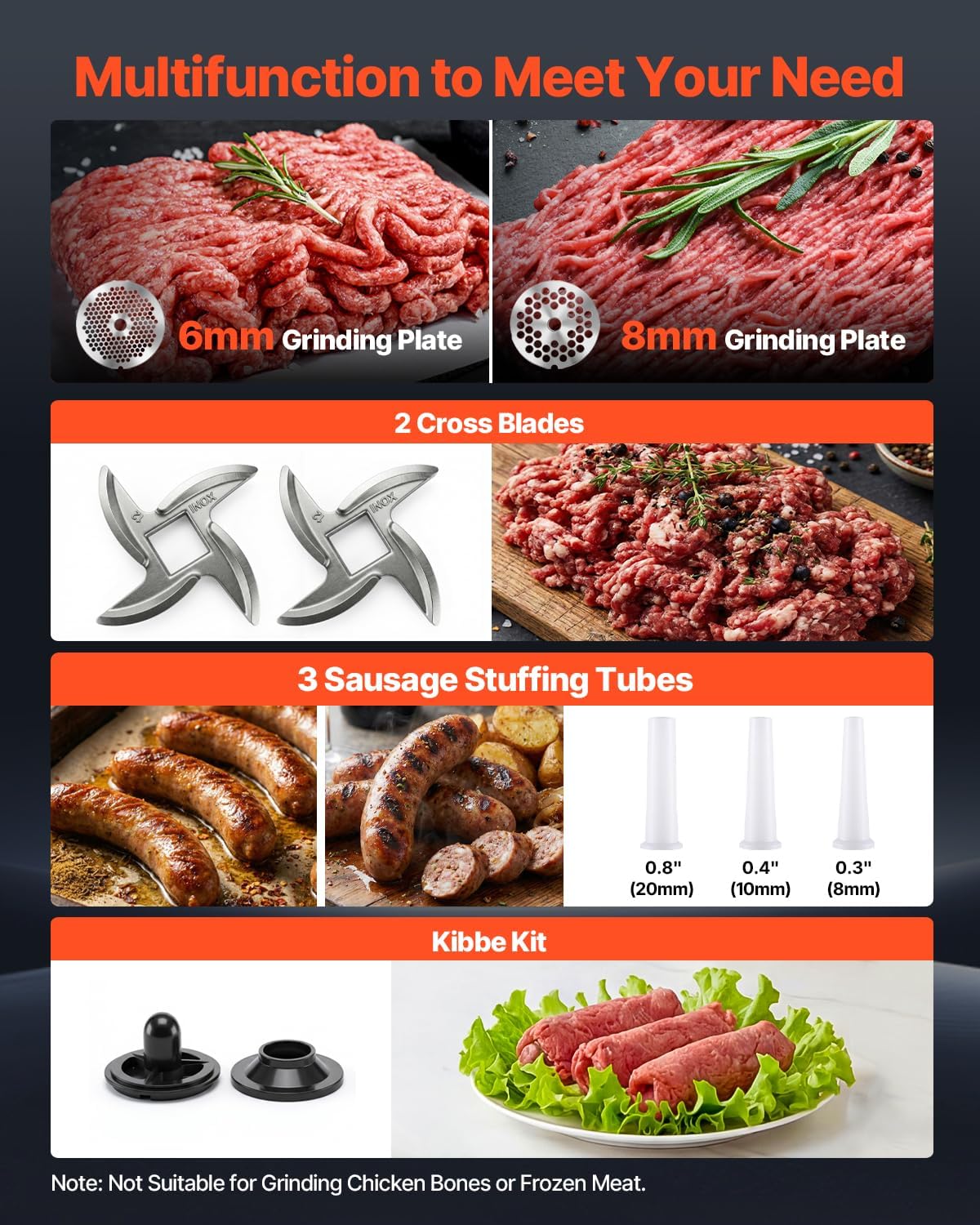 Commercial Meat Grinder, 550LB/h 1100W Electric Meat Mincer, ETL Approved Heavy Duty Industrial Meat Mincer Machine