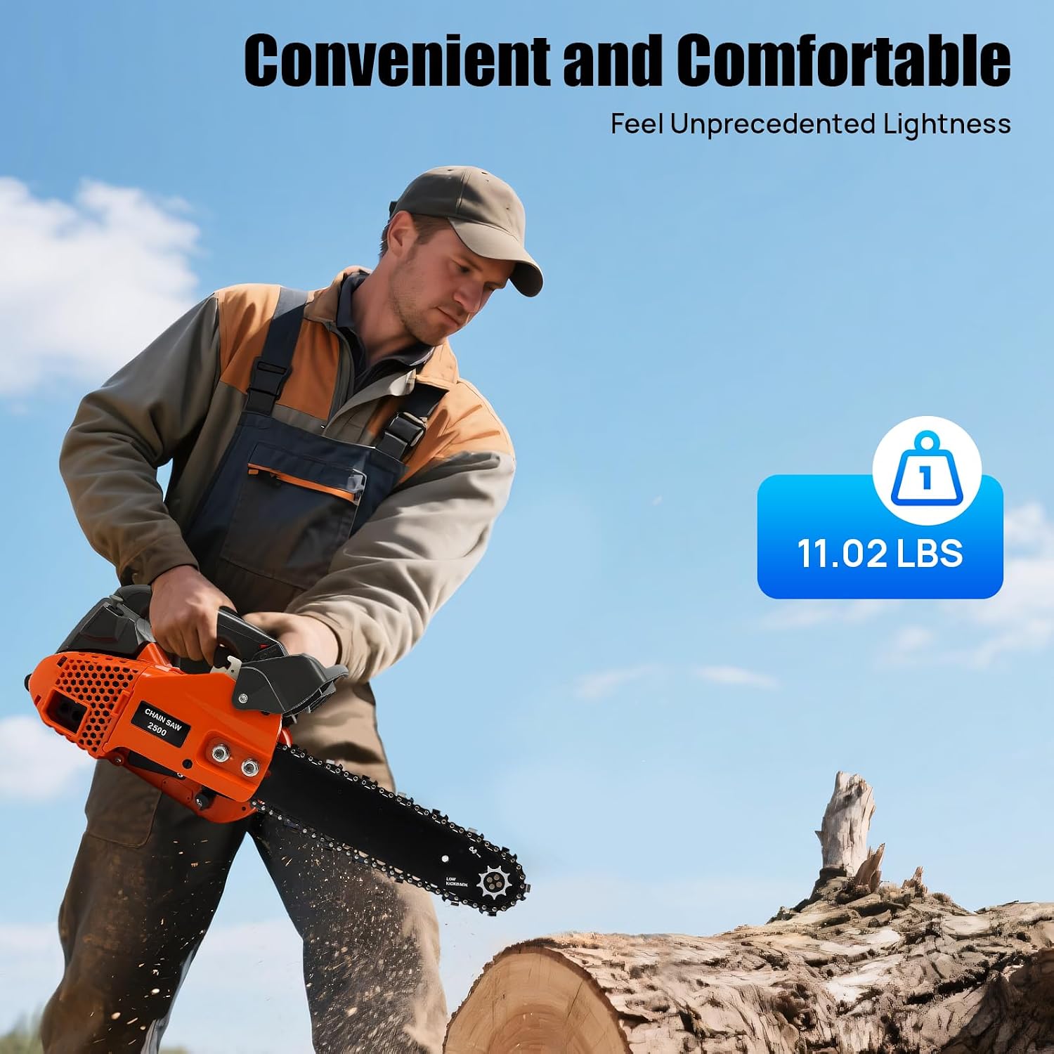 25.4cc Gas Chainsaw 12 Inch Gas Powered Chainsaw 2-Stroke Top Petrol Handheld Cordless Chain Saw for Trees Wood Cutting