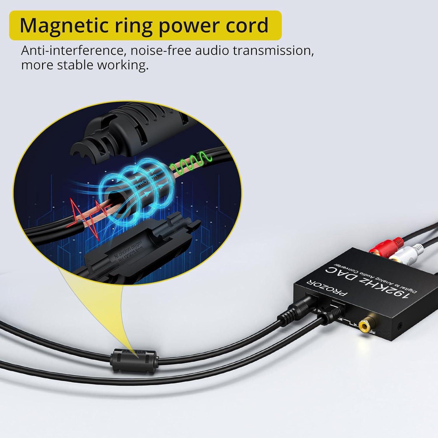 192KHz Digital to Analog Audio Converter Optical to RCA Adapter Upgrade Volume Adjustable DAC with Optical Cable