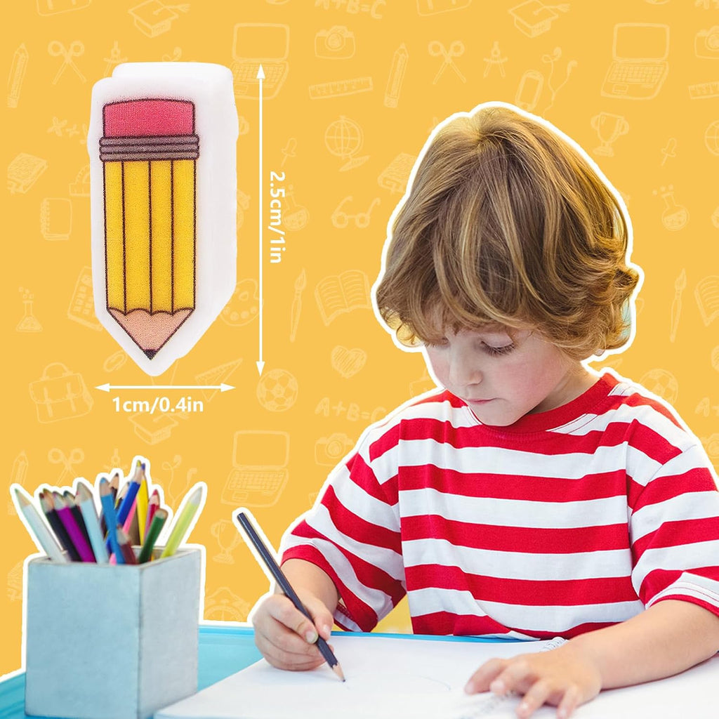 60 Pcs Back to School Eraser Pencil Shape Mini Erasers Cute Pencil Collection Erasers Classroom Stationery for First