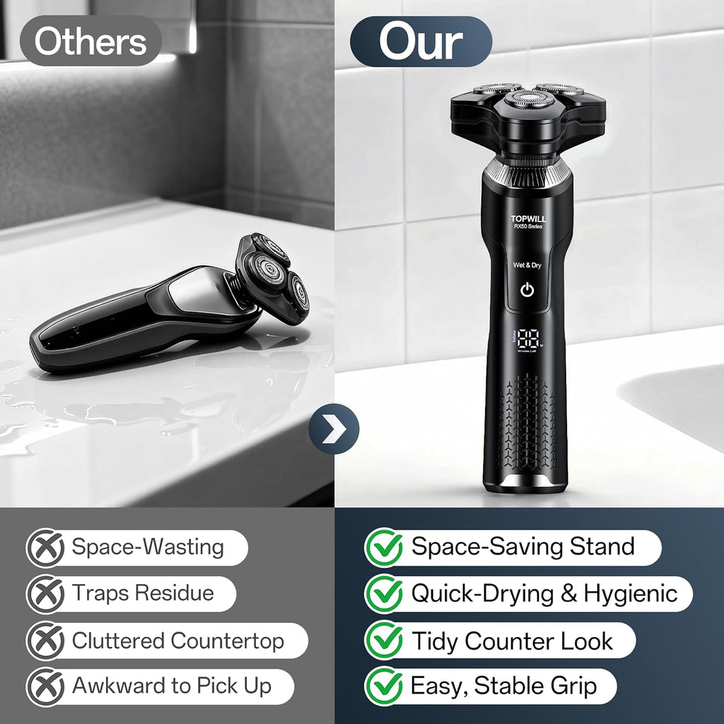 Electric Shaver for Men, 3-in-1 Rechargeable Razor and Trimmer | Face, Beard, Nose, Waterproof Wet/Dry Use, USB-C