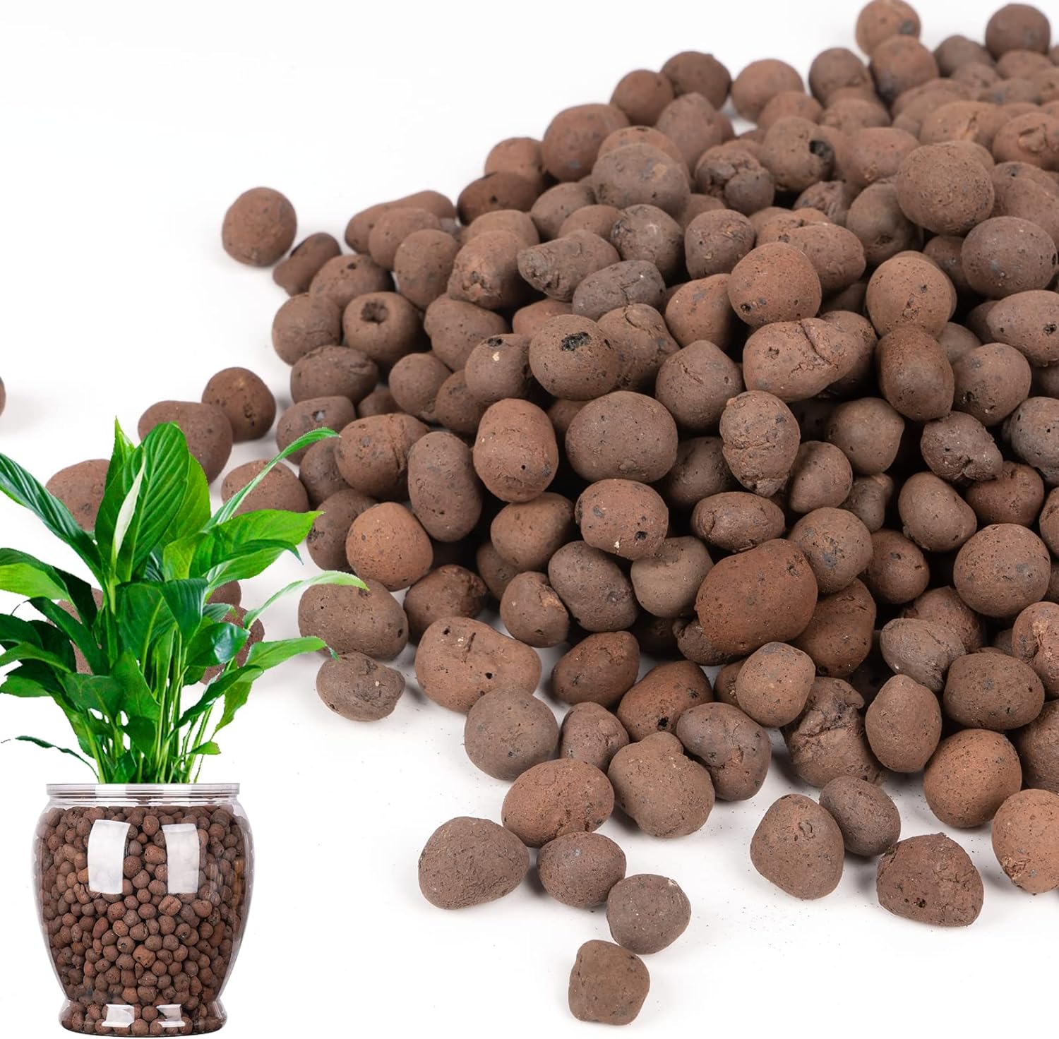 10lb LECA Expanded Clay Pebbles for Plants, Hydroponics, Aquaponics, 100% Natural Leca Balls for Soil Root