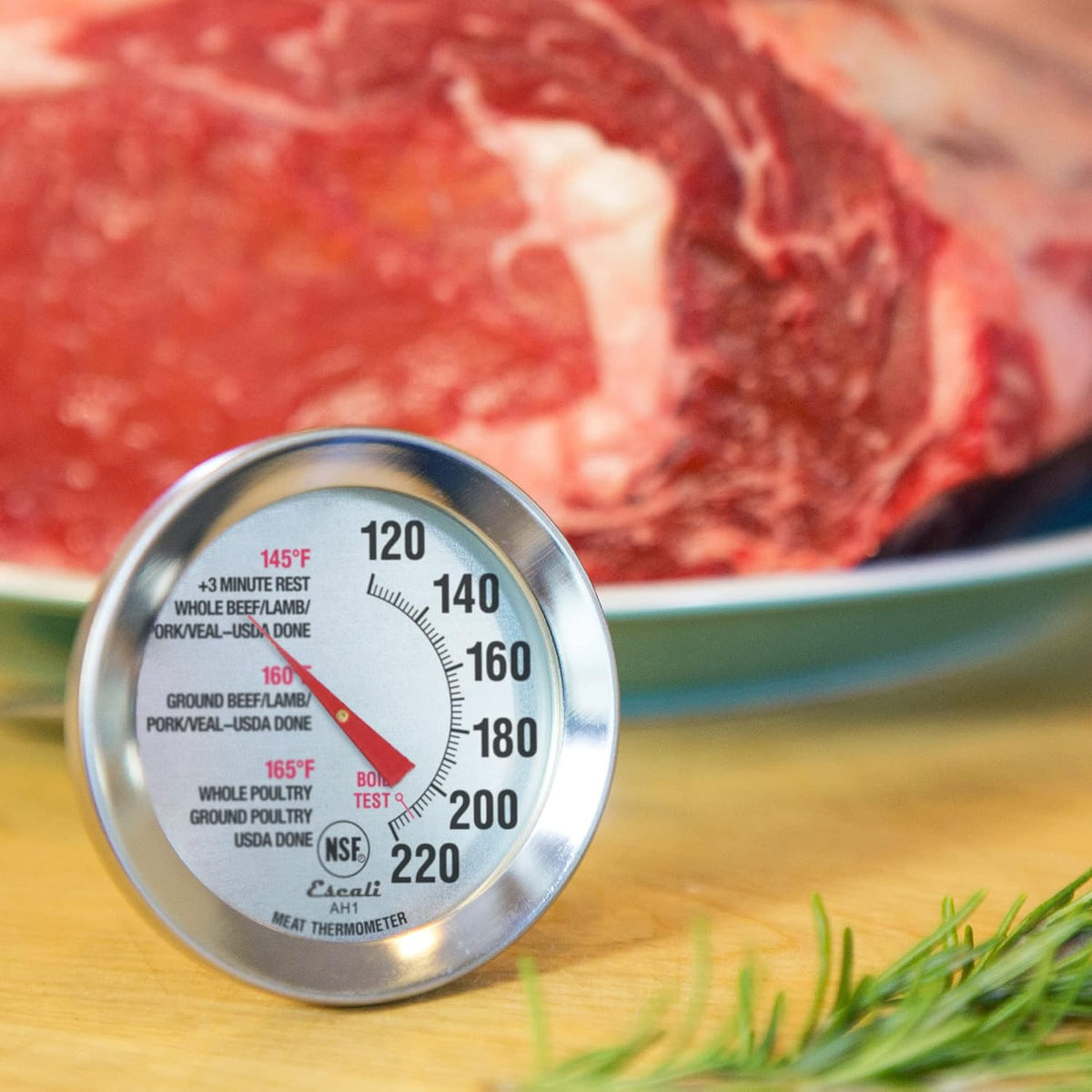 AH1 Stainless Steel Oven Safe Meat Thermometer, Extra Large 2.5-inches Dial, Temperature Labeled for Beef, Poultry