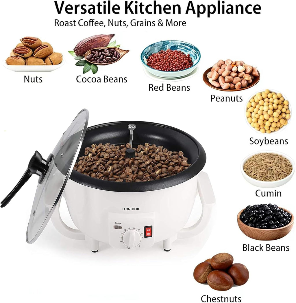 Home Coffee Roaster, Household Electric Coffee Bean Baker Nut Peanut Cashew Chestnuts Roasting Machine Adjustable