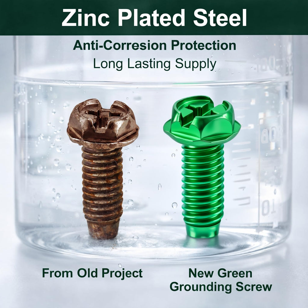 Tandefio 100 Pcs Green Ground Screws for Electrical Box, 10-32 x 3/8 Inch