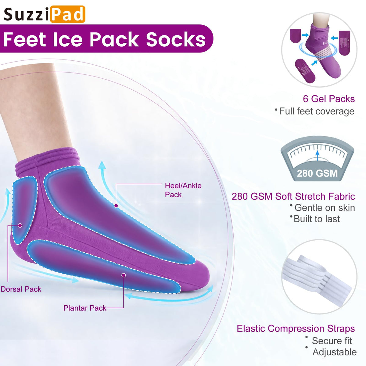 Cold Socks & Hands Ice Pack for Chemo Must Haves, Purple, S/M