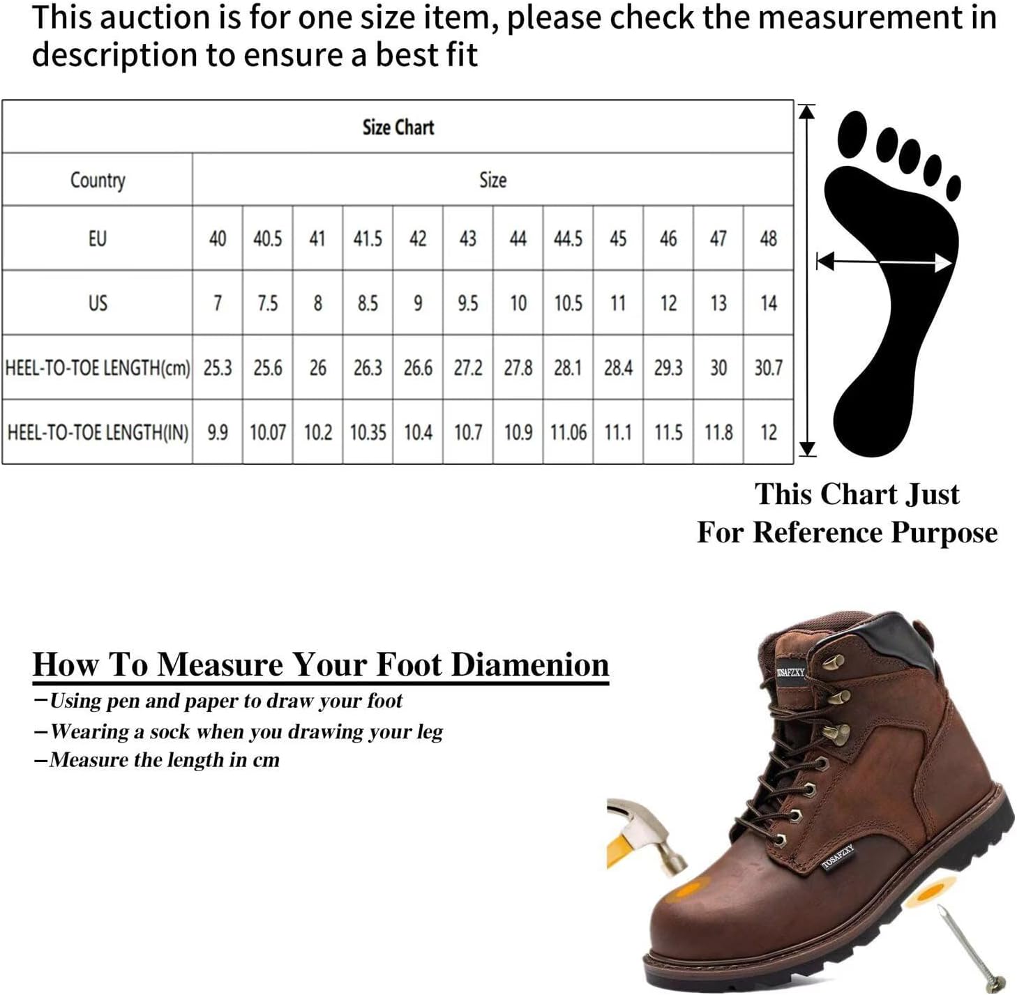 Work Safety Boots for Men Durable Crazy-Horse Leather Indestructible Steel Toe Waterproof and Non-Slip Better Warmth