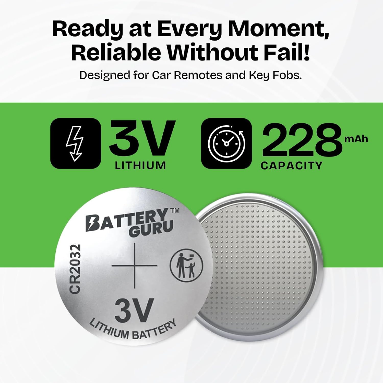 CR2032 3V Car Key Battery (Pack of 2)