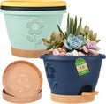 Plastic Plant Pots 10 Inch Set of 4, Self Watering Pots with Drainage Holes, Saucer & Reservoir, Flower Pots for