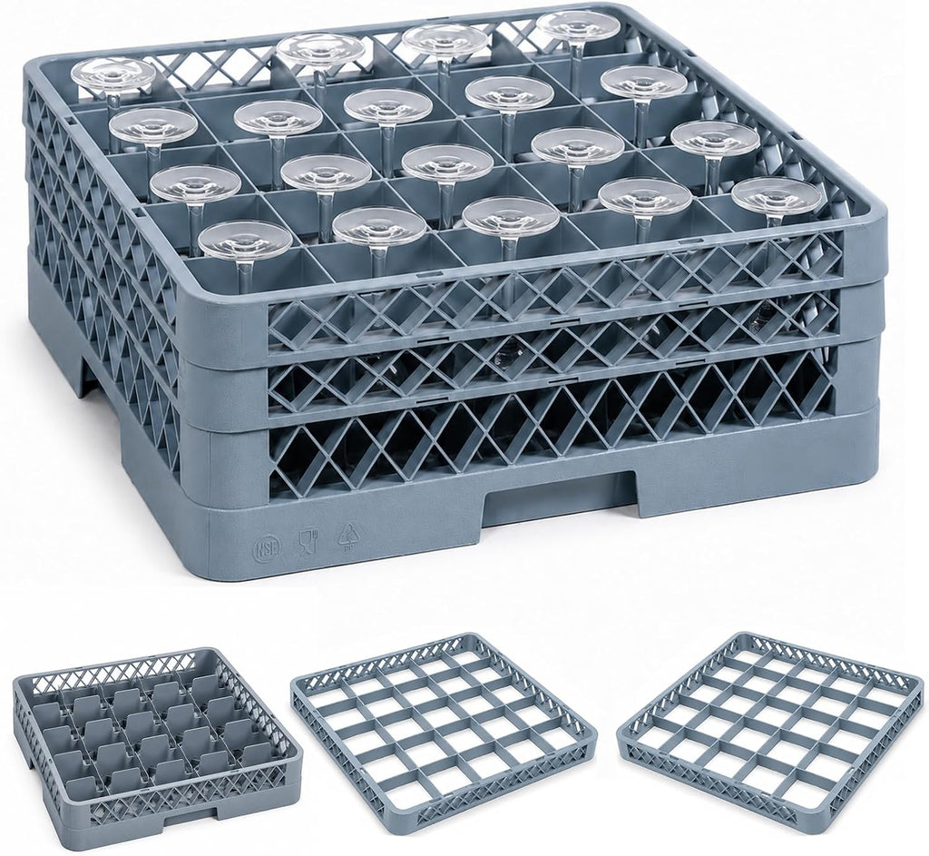 Commercial Glass Rack, 3 Pack 25 Compartment Dishwasher Rack