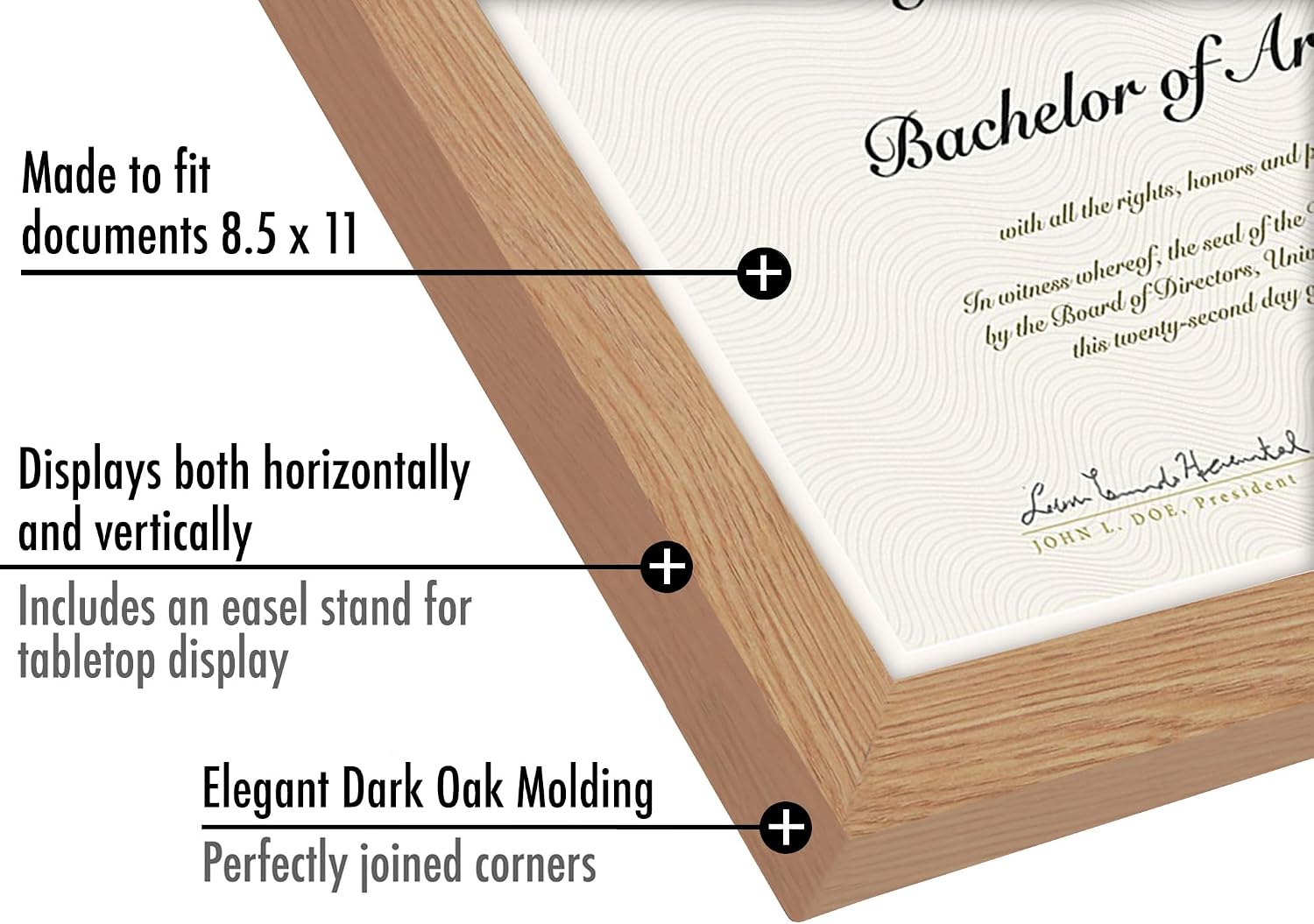 8.5x11 Diploma Frame with Shatter-Resistant Glass - Document Frames with Engineered Wood - Legacy Collection