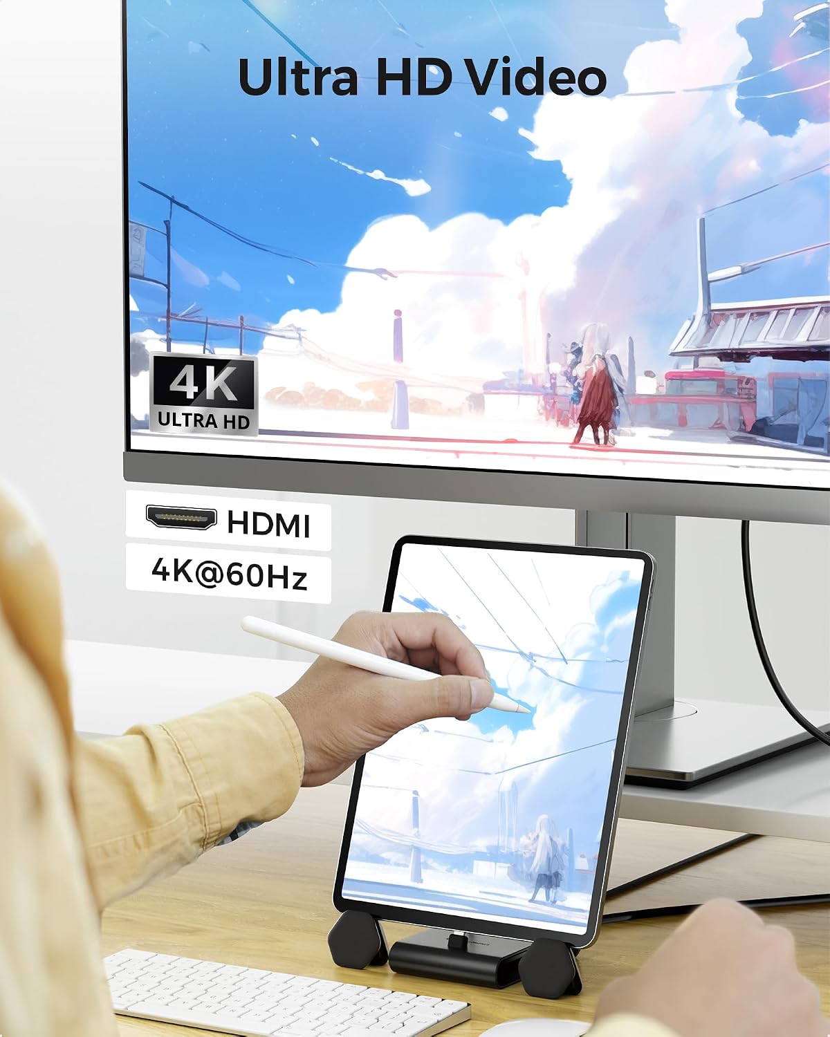 5-in-1 iPhone 16/15 USB C Hub HDMI 4K@60Hz, iPad Docking Station with Gigabit Ethernet, USB-A 3.2 Port, 100W PD, USBC