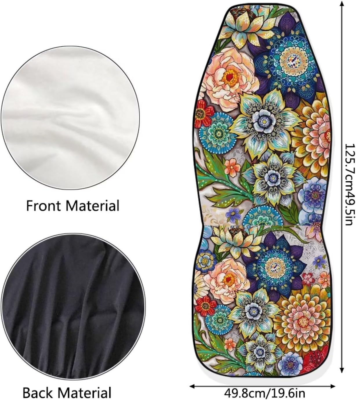 Boho Floral Front Car Seat Covers Set of 2 for Women, Universal Fit Bucket Seat Protectors for Cars, SUVs, Sedans and