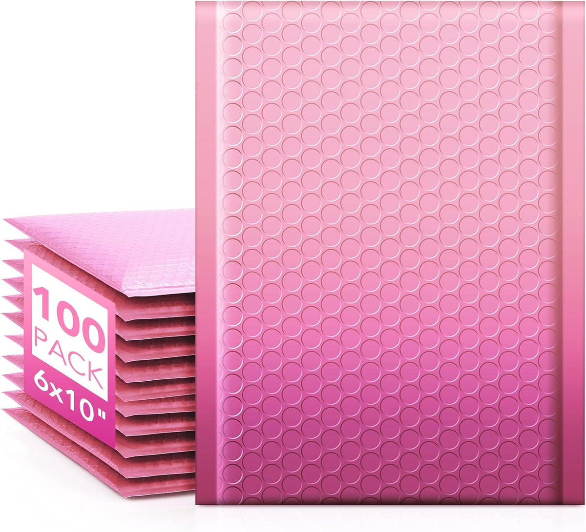 Bubble Mailers 6x10" 100 Pack Gradient Pink Thick Padded Envelopes