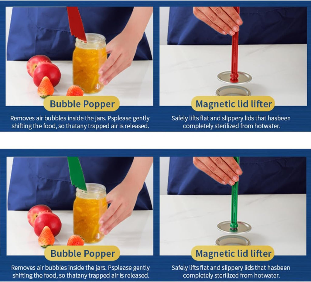 Canning Jar Lifter Tongs with Jar Lid Lifter Magnetic Lid Lifter,Canning Bubble Popper Bubble Remover and Canning
