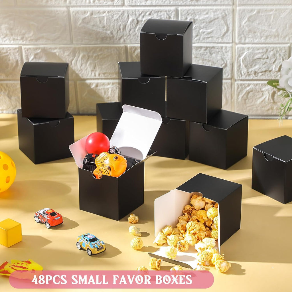 48 Pack Black Gift Boxes Small Cardboard Gift Boxes with Lids