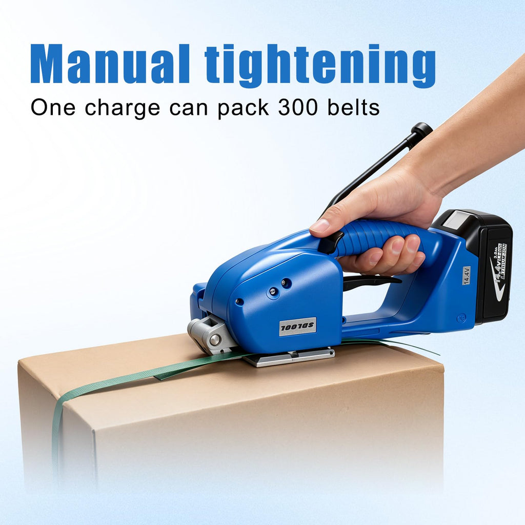 Electric Strapping Machine for 1/2-5/8in PP/PET Straps, Automatic Handheld Strapping Tool with Two Batteries, Semi