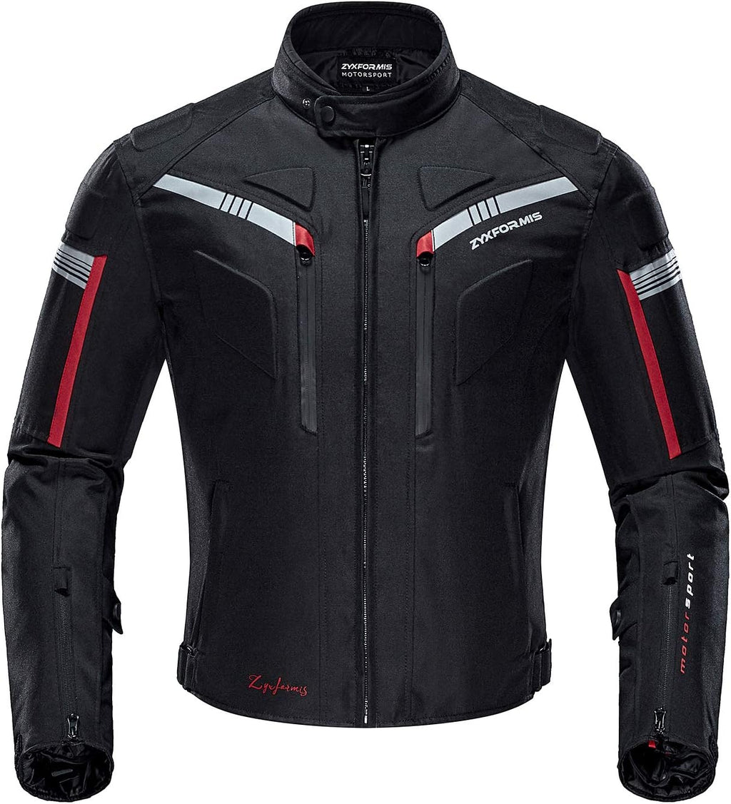 Motorcycle Jacket for Men with Removable CE Armor All Season | CE Protective Gear, 600D Oxford, Water Resistant