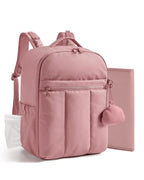 Diaper Backpack with Insulated Pockets & Changing Pad,Dark Pink