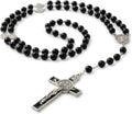 Rosary Beads Catholic for Women - Rosary Necklace for Women with Pearl Beads - Medal Cross Saint Benedict Rosary for