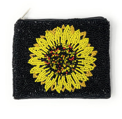 Sunflower Beaded Purse Pouch, Small Wallets, Beaded Coin Purse, Sunflower Gifts, Small Pouch, Birthday Gifts, Gift