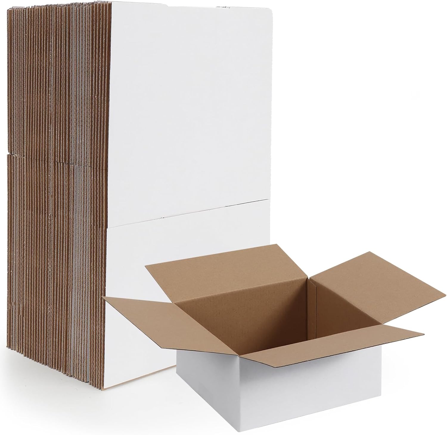 40 Pack 8x8x4 Shipping Boxes, White Corrugated Cardboard Box for Mailing, Packaging, Small Business