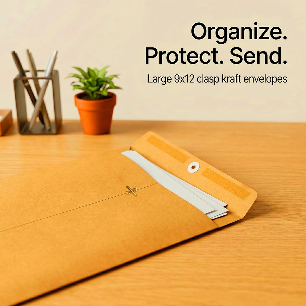 125 Pcs 9 x 12 Inch Clasp Envelopes, 28lb
