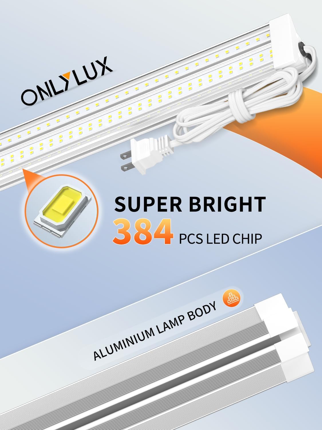 ONLYLUX 4ft LED Shop Lights 60W 10000LM 5000K Linkable Shop Lights 6 Pack