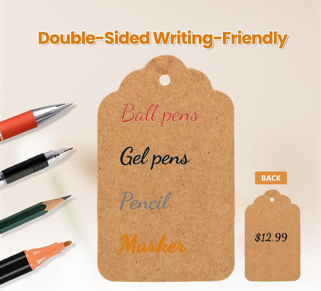 1.75x1.1 Inches Brown Price Tags with String 1000 Pack