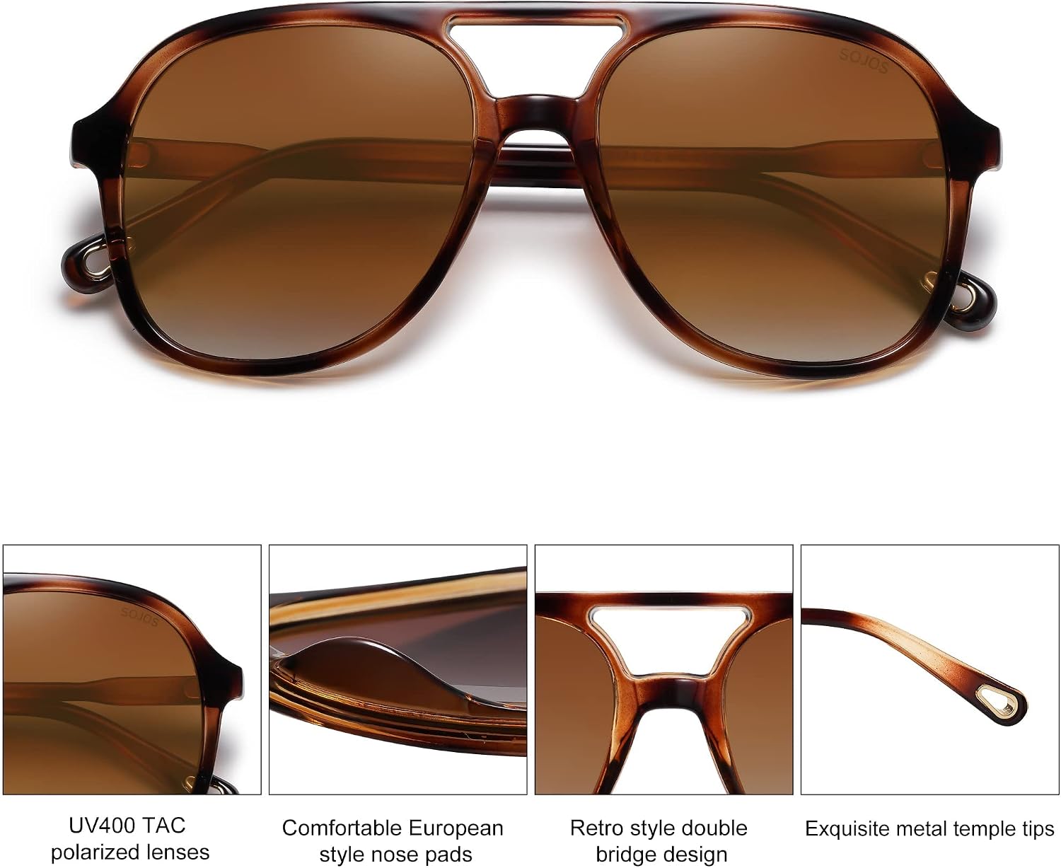 Retro Polarized Aviator Sunglasses Womens Mens SJ2174 | Classic 80s 90s Vintage Trendy Square Aviators UV400