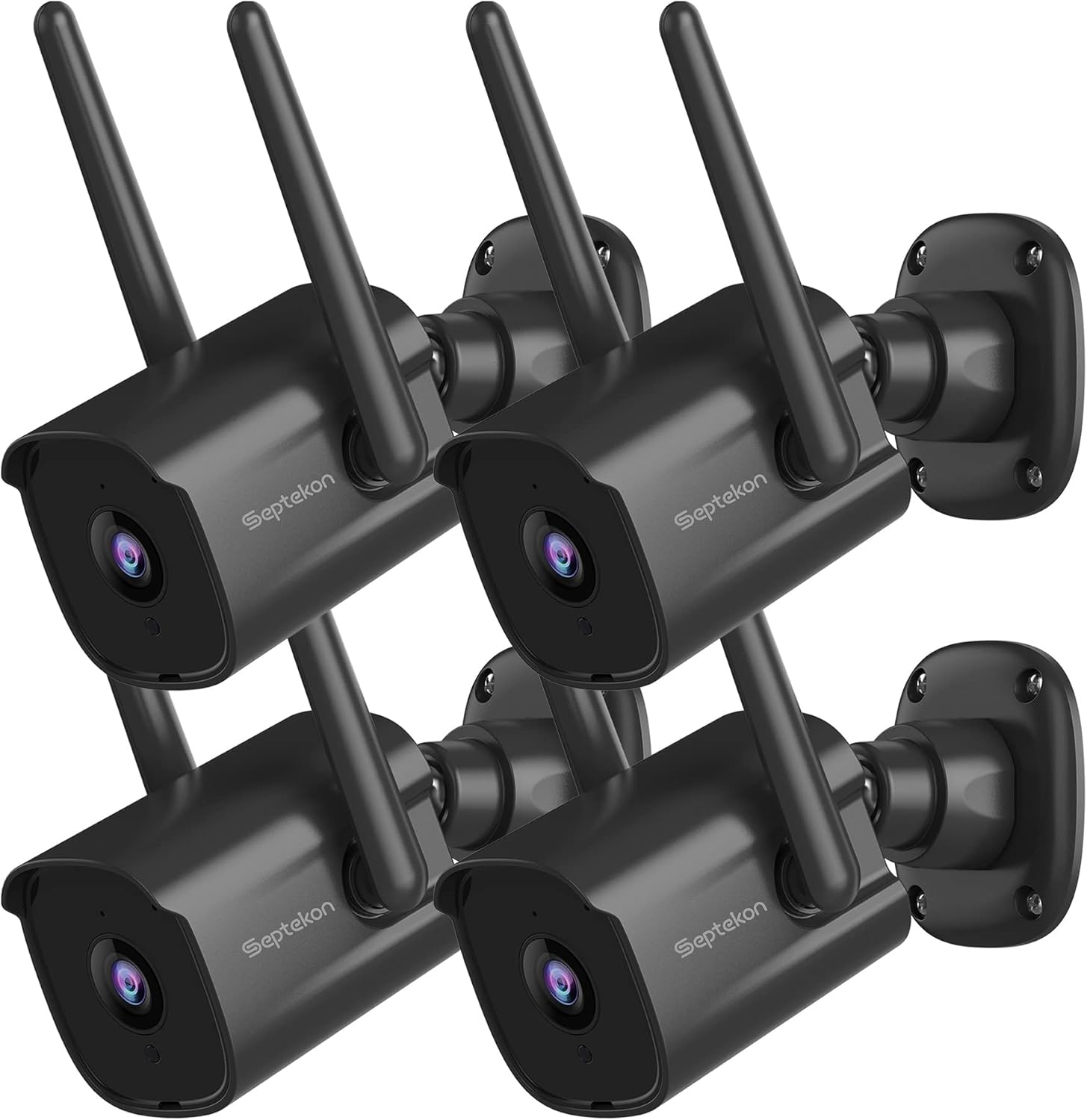 2K Home Security Cameras 4 Pack, 2.4G Wired WiFi Security Camera Outdoor with Night Vision, Two-Way Audio, IP66