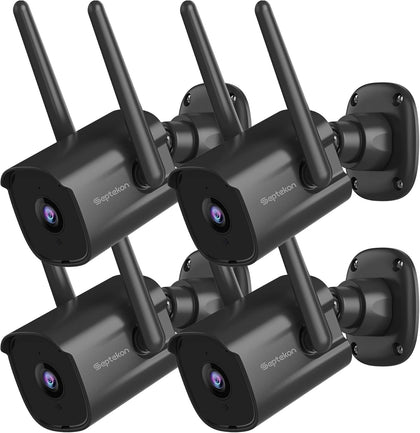 2K Home Security Cameras 4 Pack, 2.4G Wired WiFi Security Camera Outdoor with Night Vision, Two-Way Audio, IP66