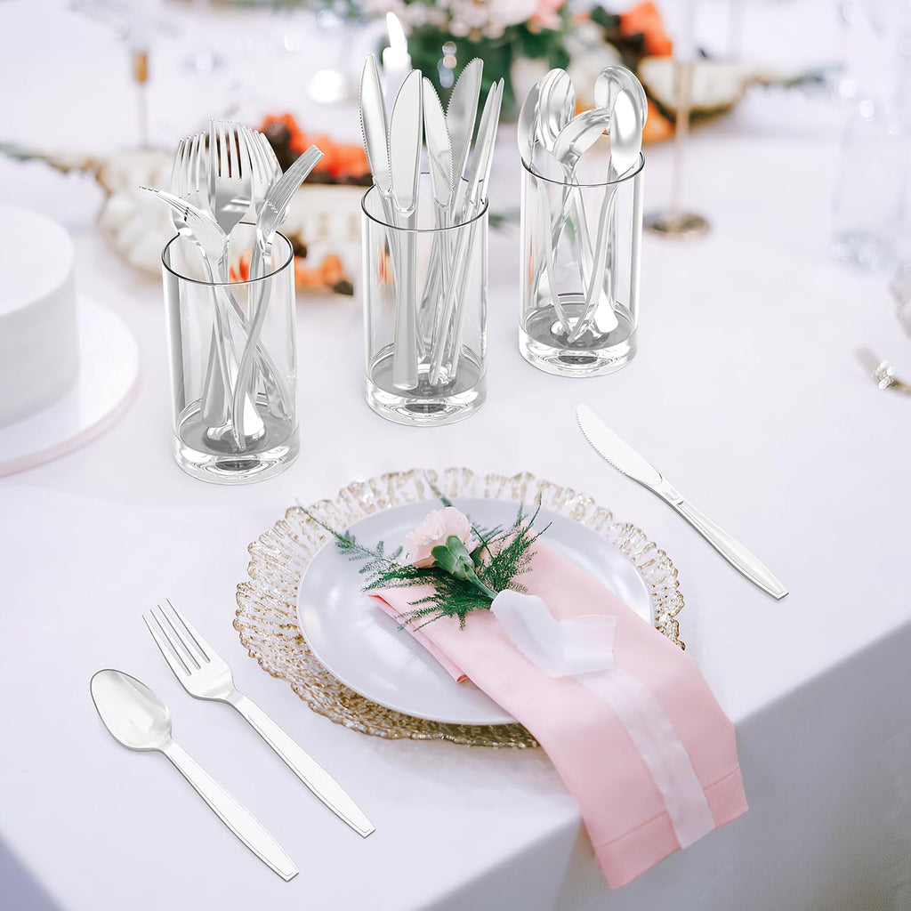 300 Count Extra Heavy Duty Silver Plastic Silverware