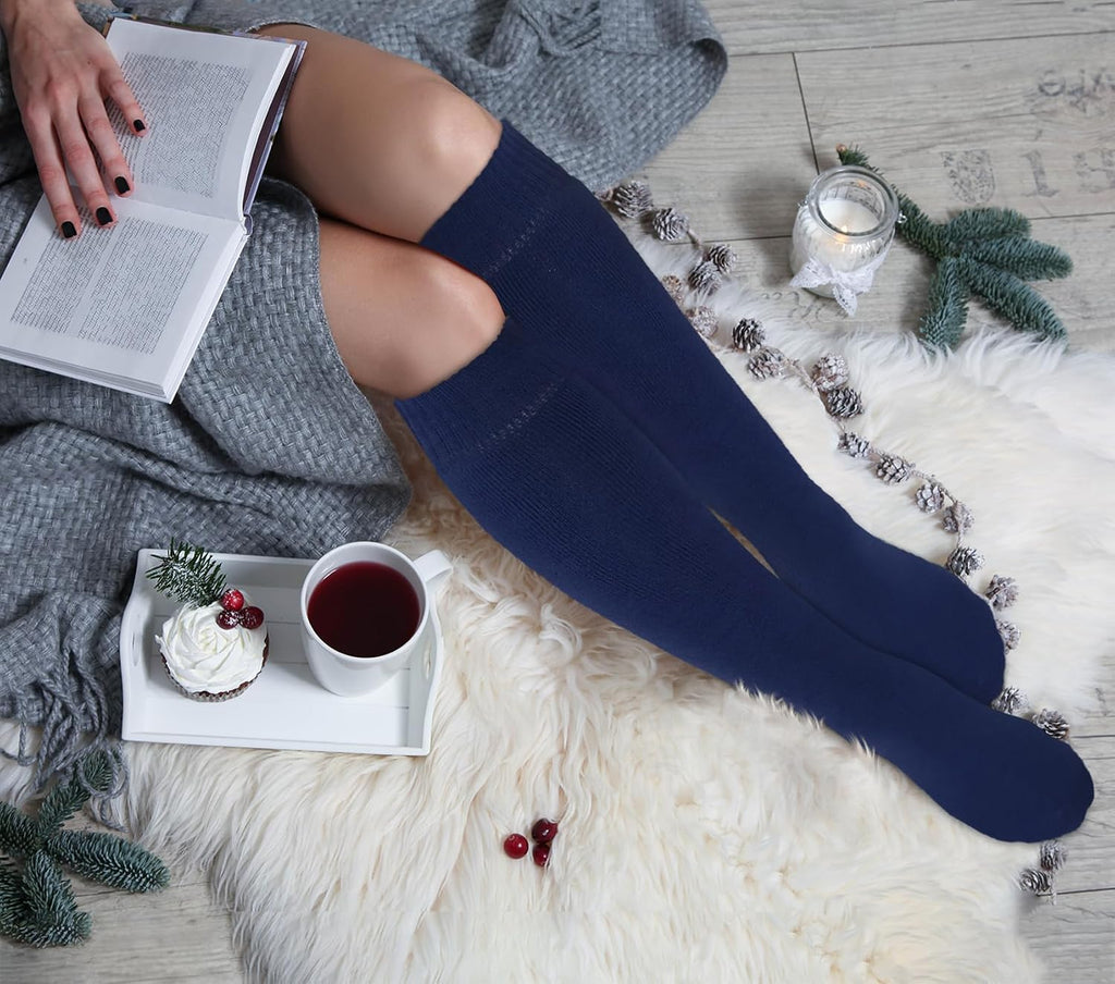 Women's Cotton Knee High Socks, Dress, Work, School, 6 Pairs | 86% combed cotton, classic solid color options, long