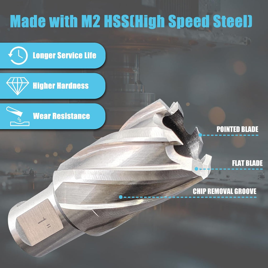 1PC M2 HSS Annular Cutter 1/2" Dia 1" Cutting Depth 3/4" Weldon Shank