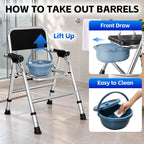 4 in 1 Folding Bedside Commode Chair for Elderly, Padded Seat & Backrest