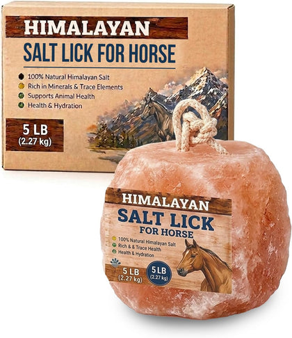 Himalayan Salt Block for Horses with Rope Natural Horse Salt Lick for Hydration and Mineral Support