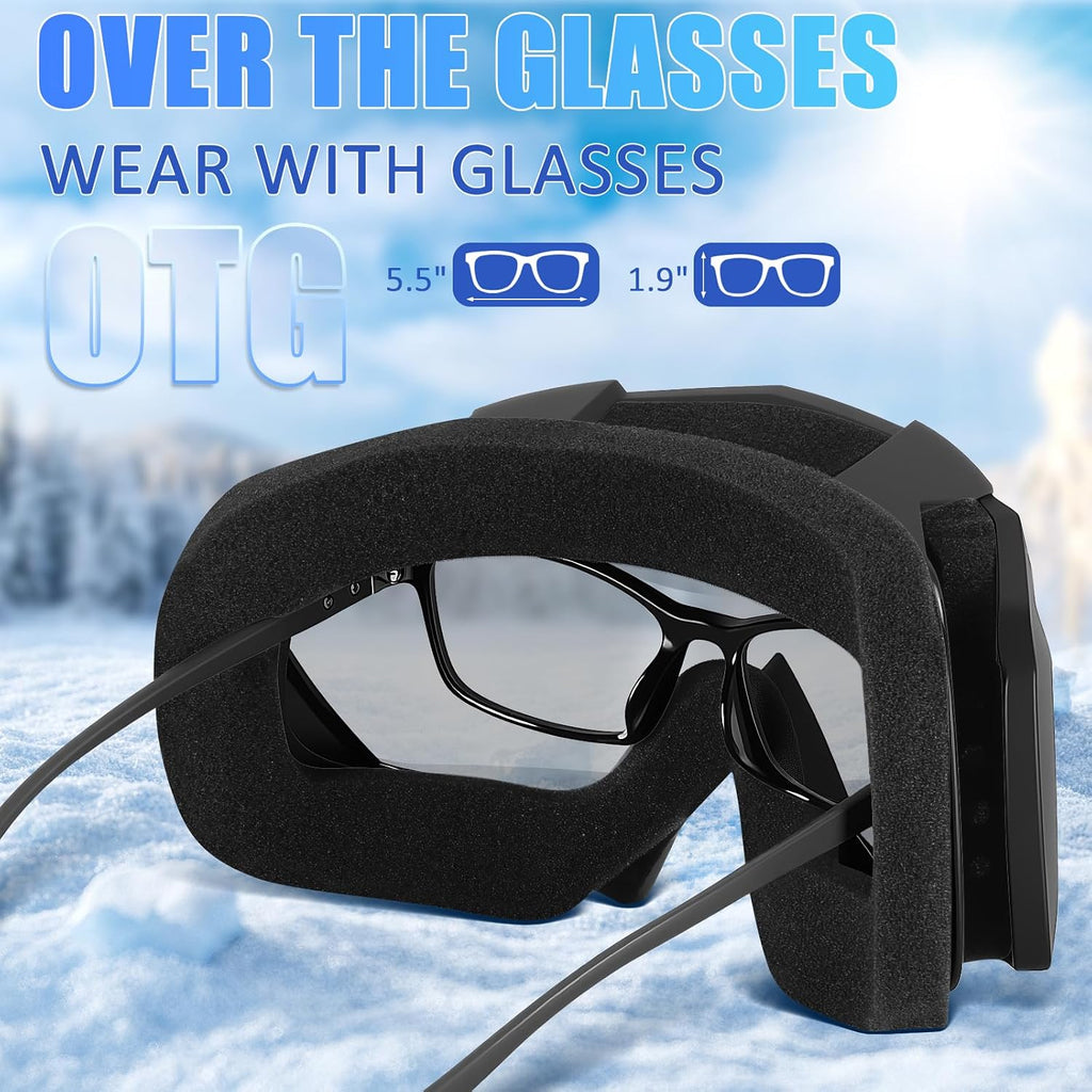 Ski Goggles, OTG Snowboard Goggles for Men Women & Youth, Winter Sport Anti Fog Snow Goggles - UV400 Protection