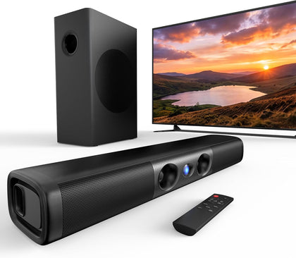 100W Sound Bar with Wired Subwoofer, Deep Bass & Crystal Dialogue | Surround Sound Home Theater System, 3.1 Channel