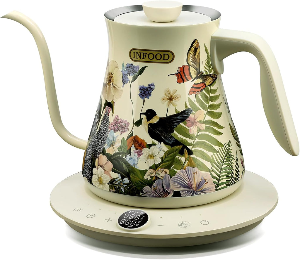 0.8L Gooseneck Electric Kettle, Precise Temperature Control for Pour Over Coffee & Tea, 1200W Fast Boiling Water