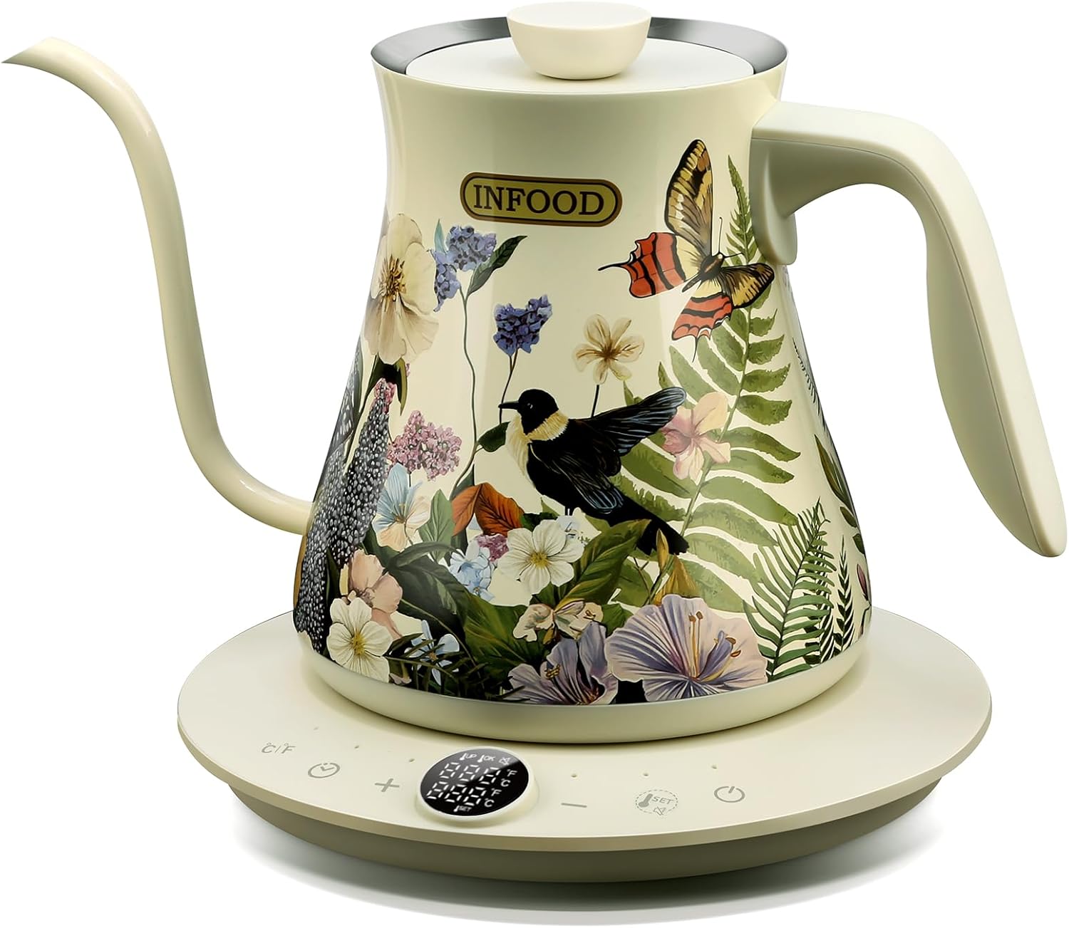 0.8L Gooseneck Electric Kettle, Precise Temperature Control for Pour Over Coffee & Tea, 1200W Fast Boiling Water