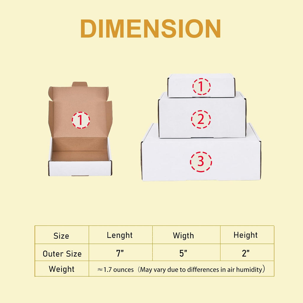 7x5x2 Inches Shipping Boxes, White Cardboard boxes