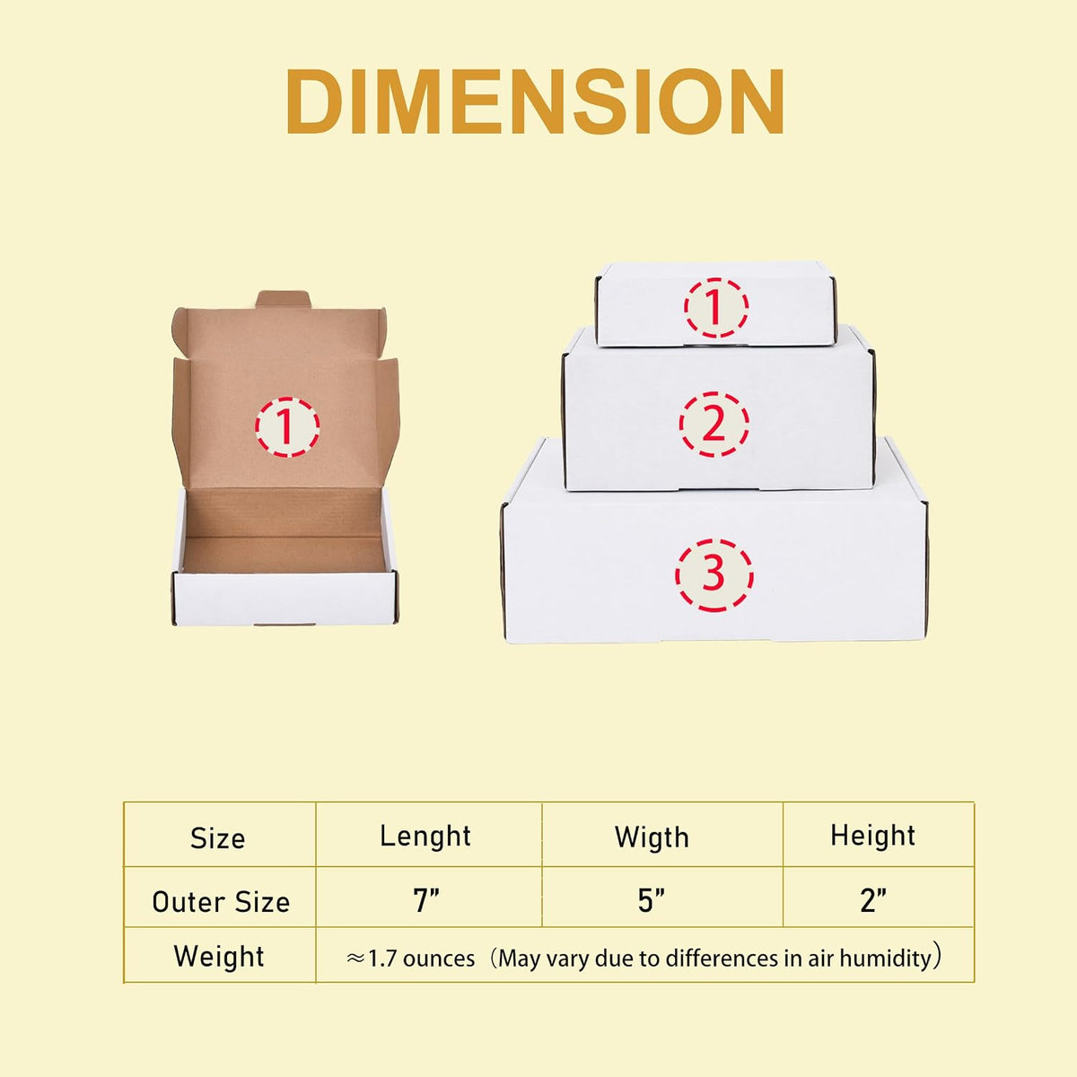 7x5x2 Inches Shipping Boxes, White Cardboard boxes