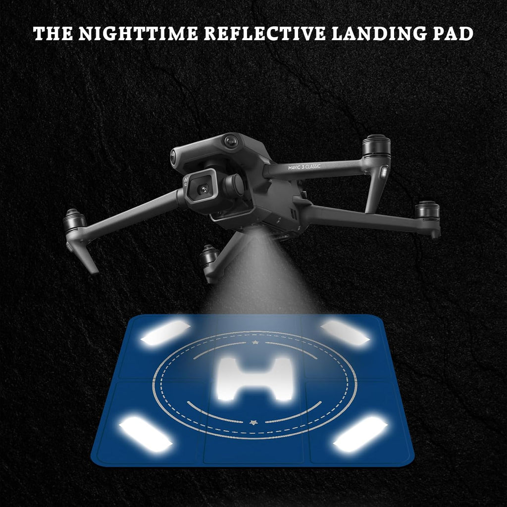 Nighttime Reflective Drone Landing Pad, Fast-fold Double Sided Waterproof Landig Pad Weighted for DJI Mini 5 Pro/ 4/3