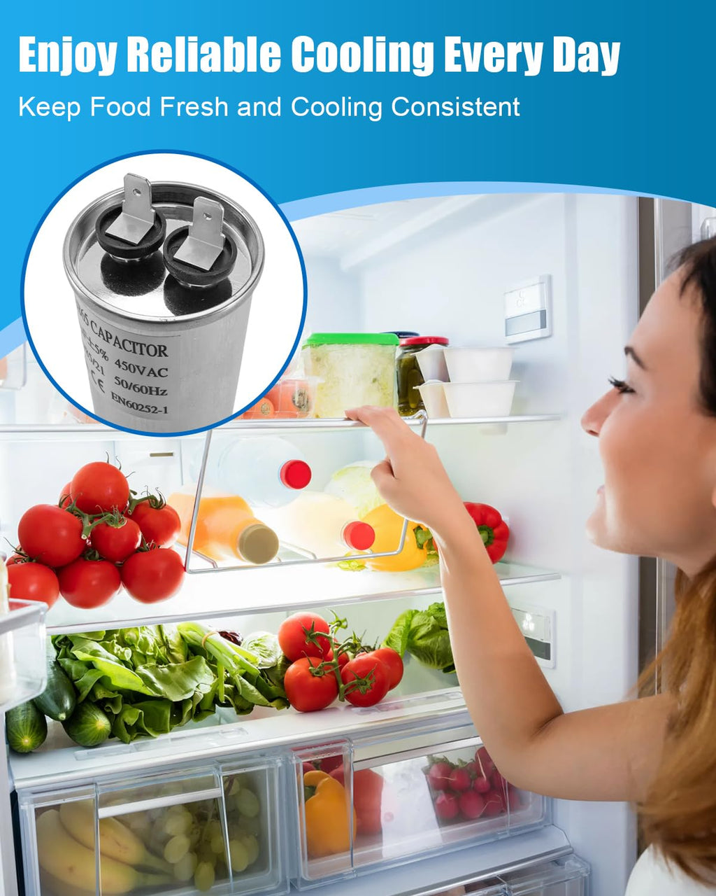 EAE32501017 Refrigerator Motor Run Capacitor Fit for LG Refrigerators