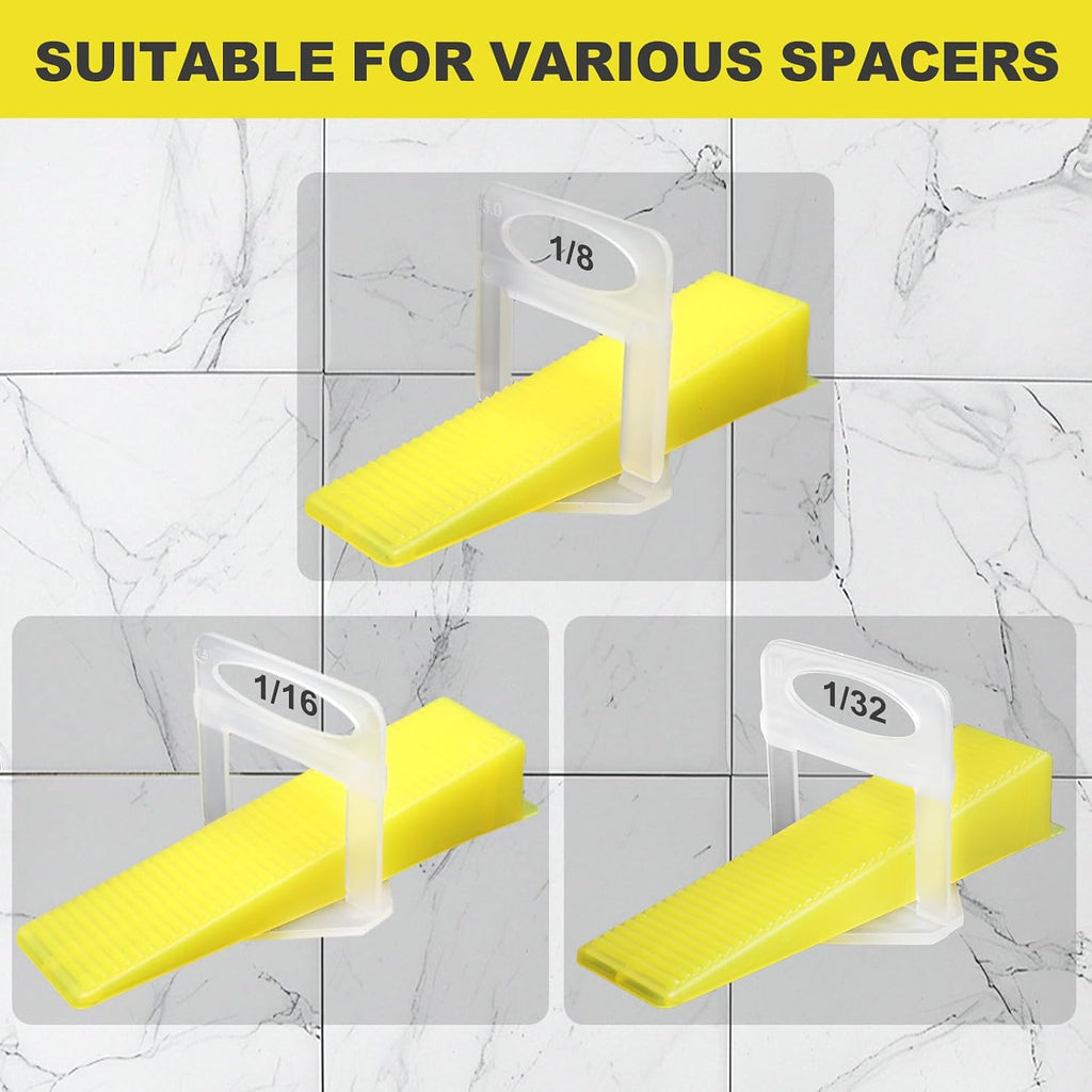 400PCS Tile Leveling System Tile Wedges for 1/8", 1/16", 1/32" Spacers