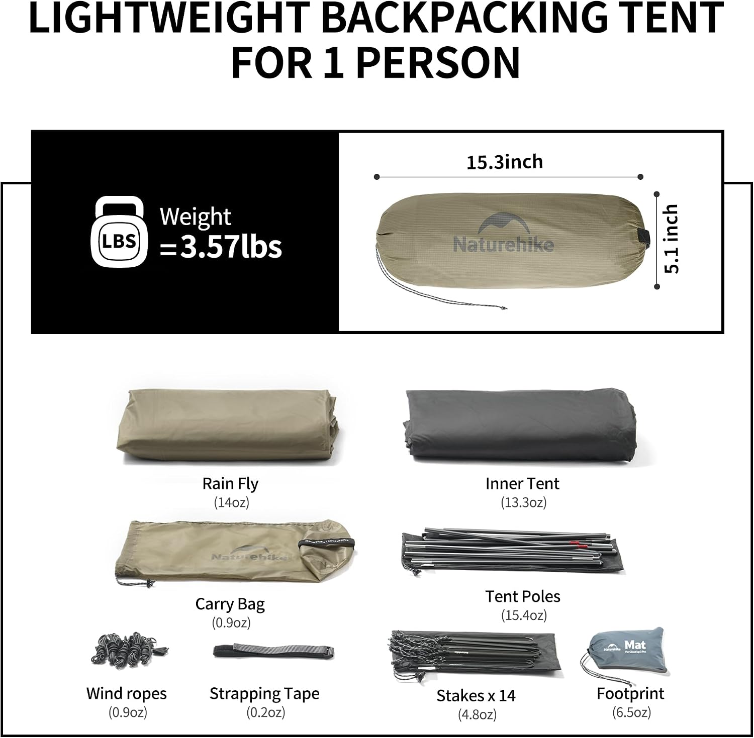Cloud Up 1 Person Tent, Lightweight Backpacking Tents for One Man, Waterproof Ultralight One Person Tent for Camping
