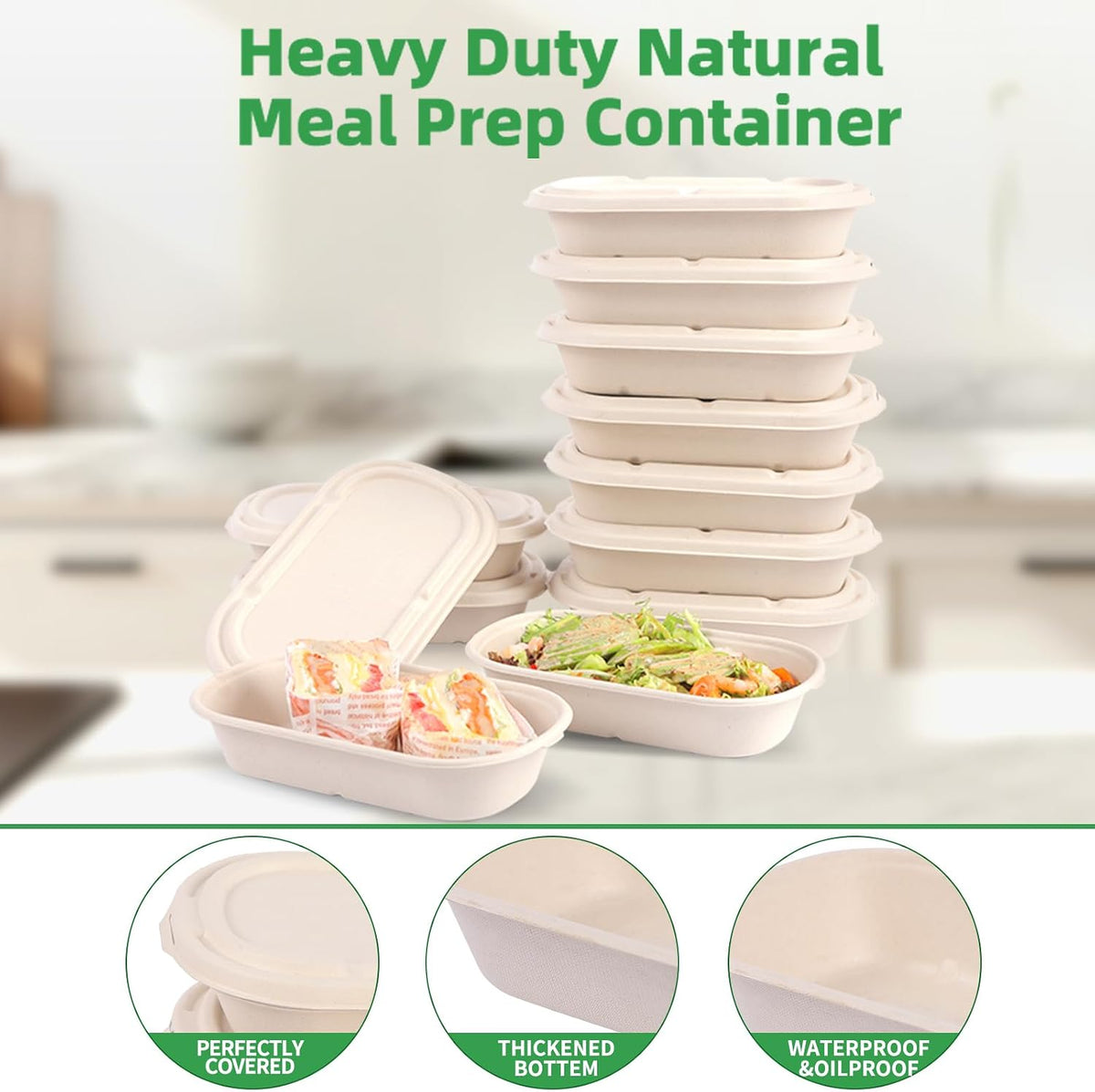 50Pcs(24oz) Disposable Meal Prep Food Containers with Lids