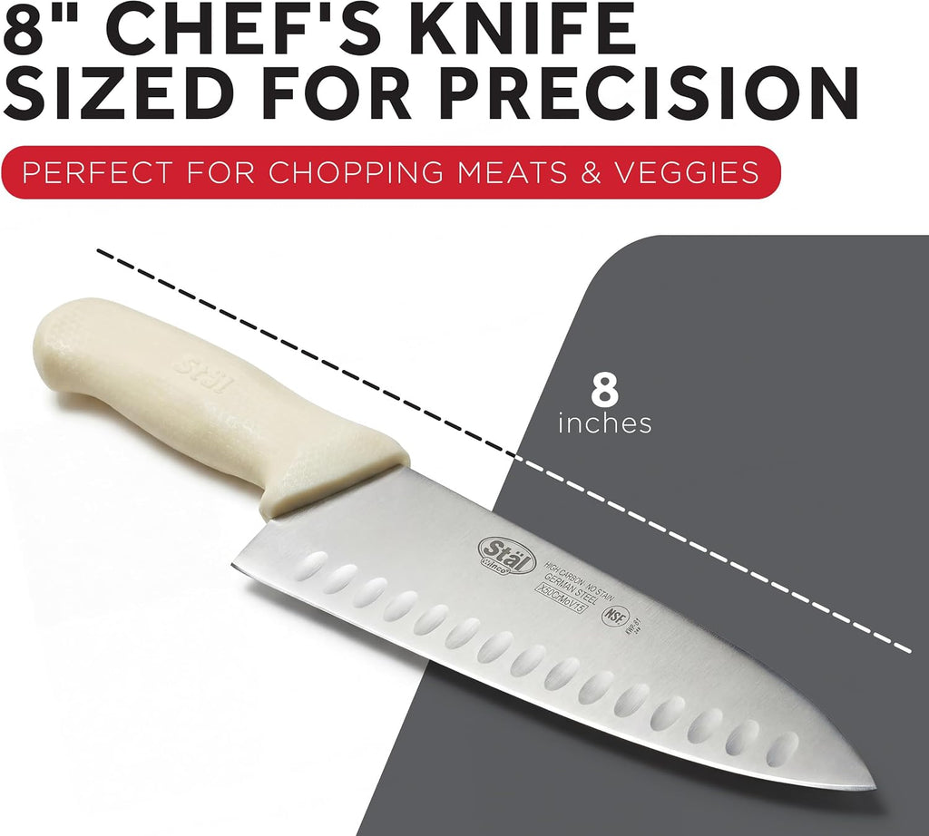 8" White Hollow Ground Chef's Knife
